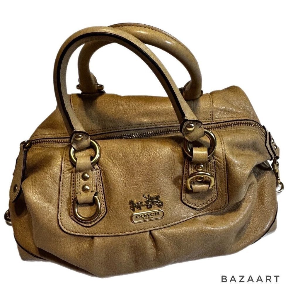 Coach 12937 Madison Sabrina handbag taupe tan Leather Purse Bag Pursebag#1